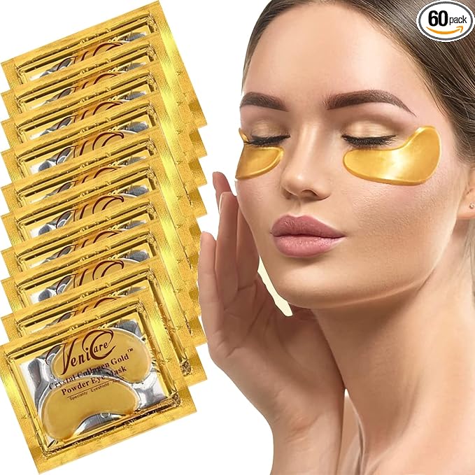 Anti Aging Crystal 24K Gold Powder Gel Collagen Eye Masks Sheet Patch VeniCare (30 Pairs)