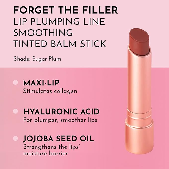 LAWLESS Women's Forget the Filler Lip Plumping Line Smoothing Tinted Balm, Sugarplum, 0.09 Ounce