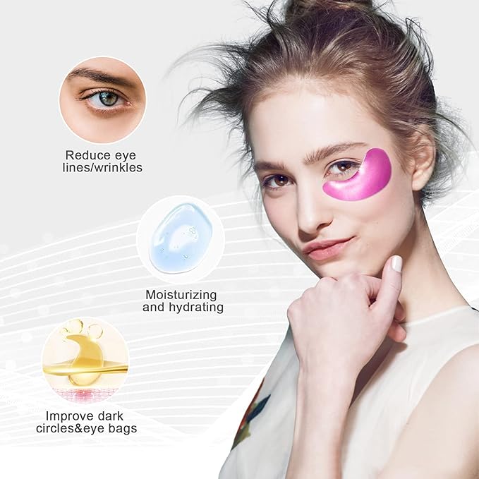 30 Pairs Gel Collagen Eye Pads,Crystal Collagen Under Eye Mask for Moisturizing,Reducing Fine Lines&Dark Circles& Puffy Eyes Under Eye Patch for Women Men, Pink