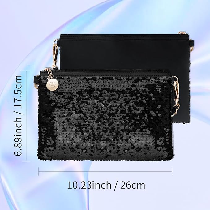 Color Nymph Makeup Kit for Women, Girls Beginner All In One Makeup Set with Sequin Bag, 9-Color Eyeshadow Palette, Lip Gloss, Eyeliner, Mascara - Orange Blue, Sparkling Party Wedding Evening Bag