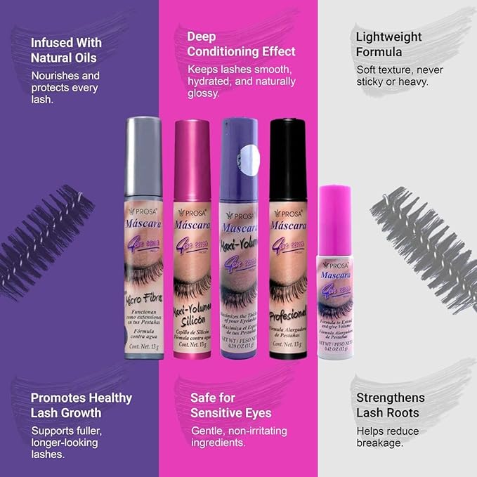 Mascara Professional Collection for Amplified Volume Complete Lash Length Deep Ebony Shade and Enduring All-Day Glamour Pack of 5