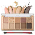 Erinde 10 Colors Eyeshadow Palette Makeup - Matte Shimmer Glitter Gold Brown Eye Shadow Korean Makeup, Ultra-Blendable, High Pigmented, Natural-Looking, Neutral Eyeshadow Palette with Brush, Sunset