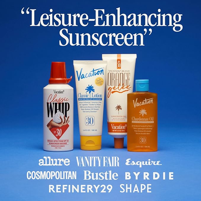 Vacation Orange Gelée SPF 30 Sunscreen Gel, Hydrating Balm-to-Oil Sunscreen, Mineral-Oil Free, Water-Resistant, Travel Size, 3.12 Oz. (Pack of 3)