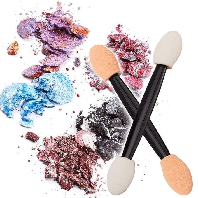 50pcs Eyeshadow Applicators, Disposable Eyeshadow Sponge Brush Double-Sided Eye Makeup Sponge Applicators