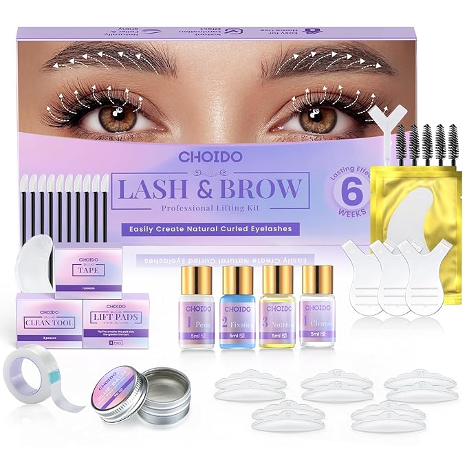 Lash Lift Kit - Eyelash Perm Kit - Eyebrow Lamination Kit, 2 in 1 Professional Eyelash Curling Lash Extension & Eyebrow Lift Kit, Easy to Use for Salon & DIY Home Use, Lasts 6-8 Weeks (Purple)