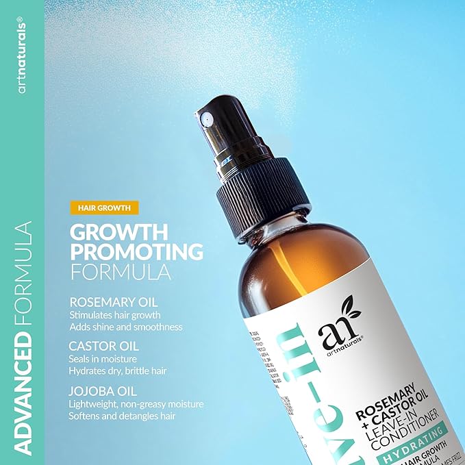 Artnaturals Rosemary & Castor Oil Leave-In Conditioner - (8 Fl Oz / 236ml) - Made with Organic and Natural Ingredients - for All Hair Types – Treatment for Damaged Hair