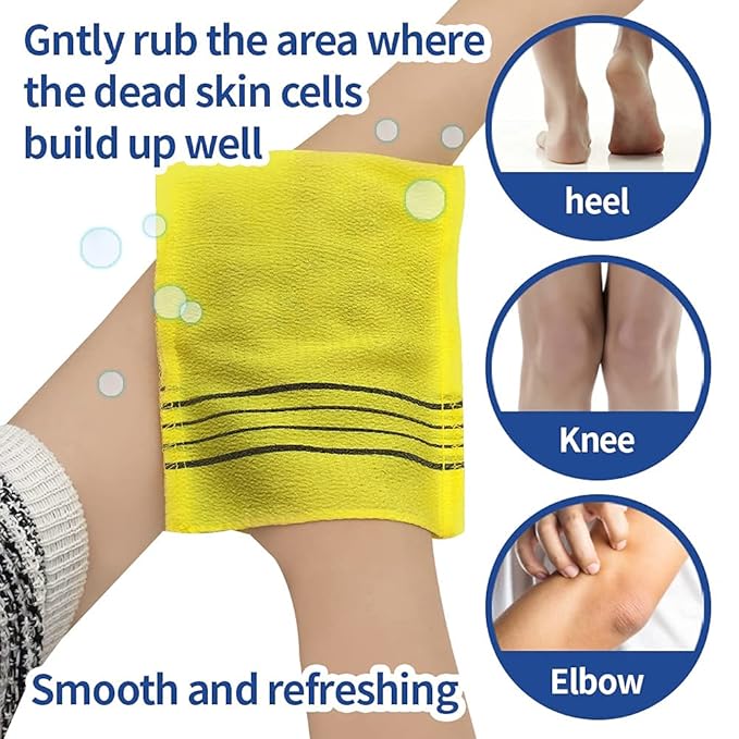 GOLDSANGSA-Korean Exfoliating Towel Washcloth Mitts 12pcs(Green4,Red4,Yellow4)/Korean Italy Towel Skincare Exfoliating Scrub Bath Cloth Remove Dead Skin