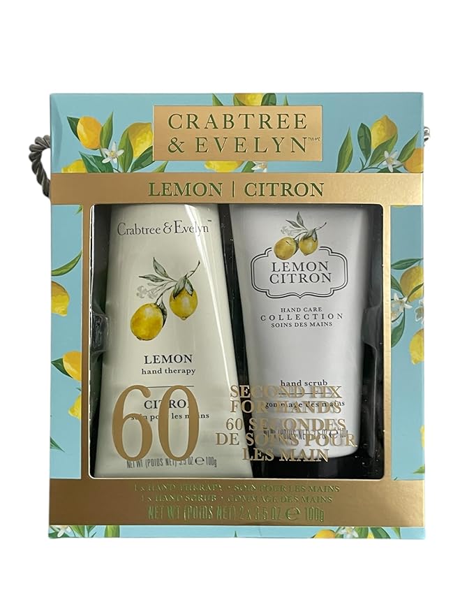 Crabtree & Evelyn Lemon Citron Hand Therapy Cream and Hand Scrub Set, 3.5oz EACH