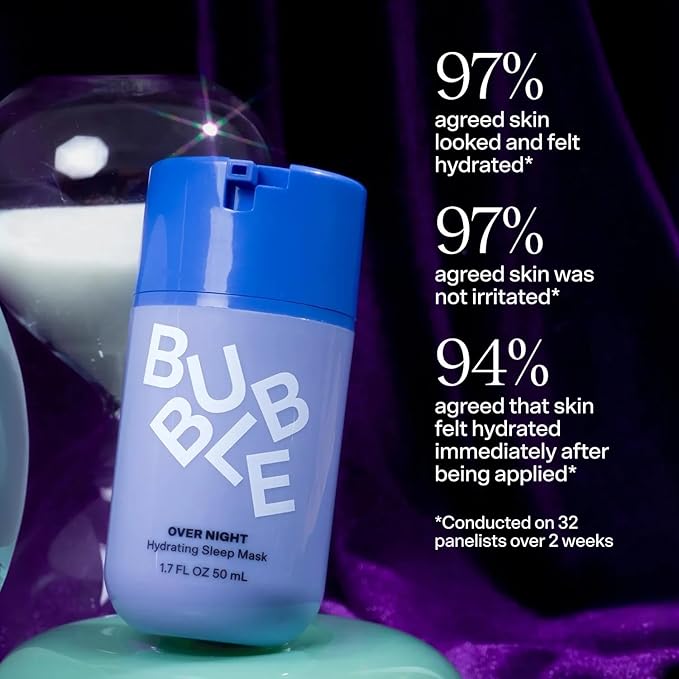 Bubble Skincare Over Night Hydrating Sleep Mask - Gentle Exfoliating Overnight Face Mask for Skin Barrier Repair - Formulated with Mandelic Acid & Sodium PCA to Hydrate, Brighten & Soothe Skin (50ml)