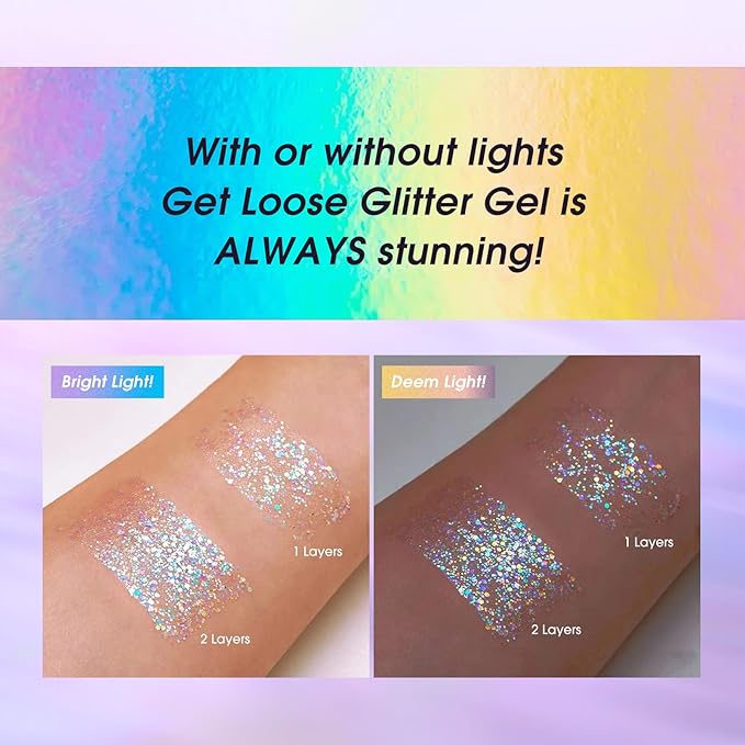 LANGMANNI Holographic Body Glitter Gel for Body, Face, Hair and Lip.Color Changing Glitter Gel Under Light. Vegan & Cruelty Free-1.35 oz (6# Dreamy Galaxy)
