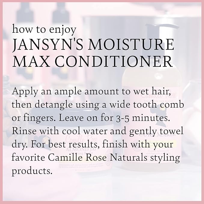 Camille Rose Conditioner, Jansyn’s Moisture Max – Detangler, Deep Conditioner for Dry, Damaged Hair, Frizz Control, 8 Oz