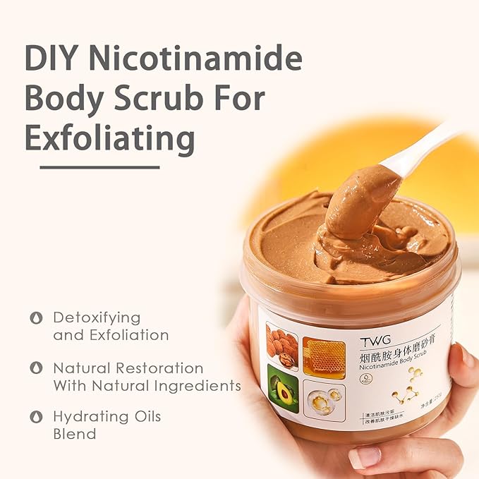 Nicotinamide Body Scrub for Blemishes, Spots, Large Pores,Repairs Skin Defects, Promotes Renewal,Deeply Hydrating, 8.8 Ounce,Body Scrub That Nourishes Skin (Nicotinamide)
