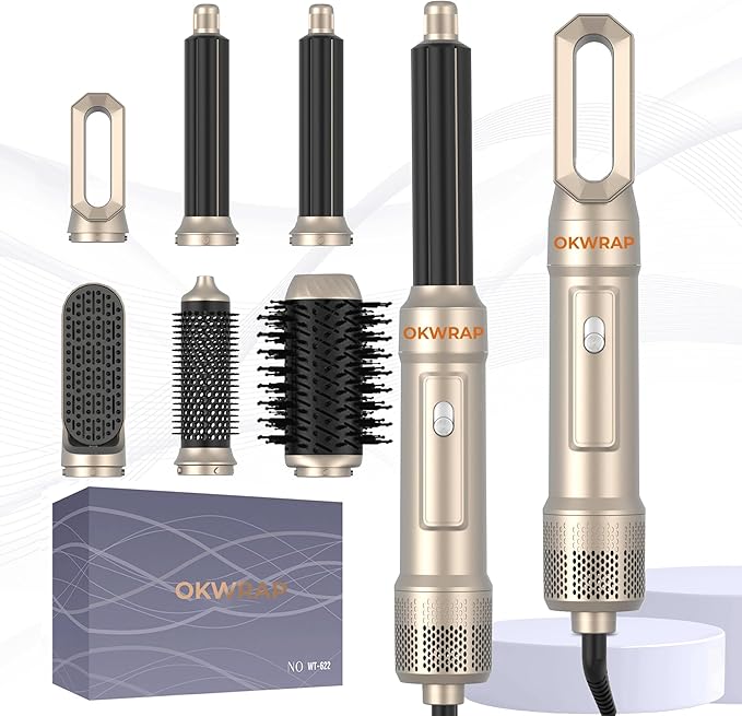 6 in ONE Blow Dryer Brush,Air Curling Iron Round Brush Blow Dryer 800W,Ionic Hair Dryer Brush for Women, Hot Air Brush Hair Styling Tools 100-120V