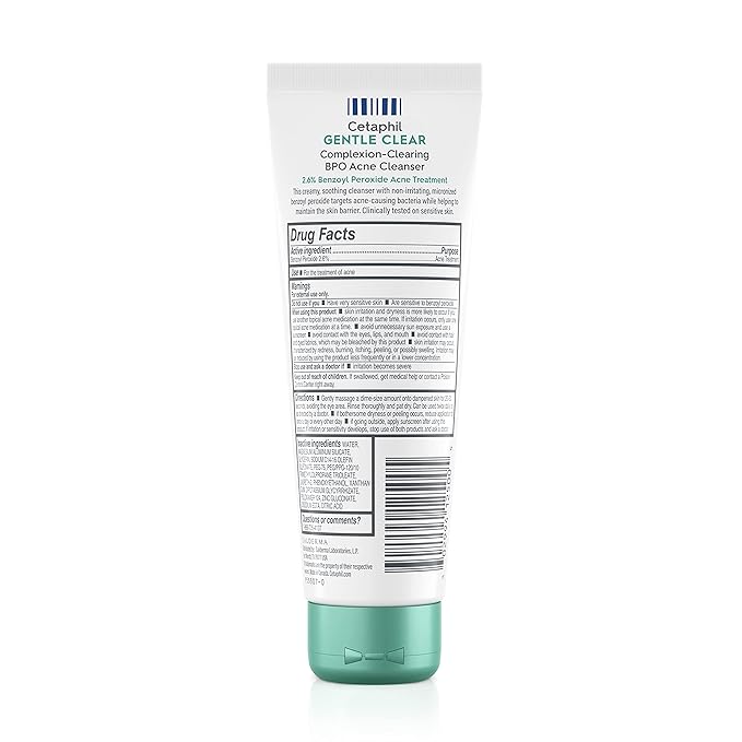 Cetaphil Gentle Clear Complexion-Clearing BPO Acne Cleanser with 2.6% Benzoyl Peroxide, Creamy and Soothing for Sensitive Skin, Suitable for All Skin Types, 4.2oz (Pack of 12)