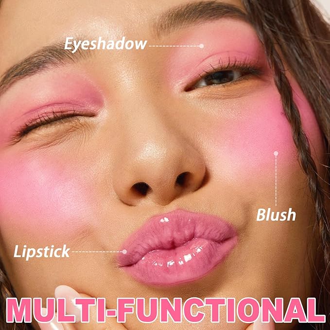 2 Pcs Jelly Blush Contour Stick for Cheeks Eyes Lips Lightweight Dewy Finish Blush Stick Waterproof Long Lasting Contour Trio Wand Face Makeup Set for Wome (2PCSB（3+4）)