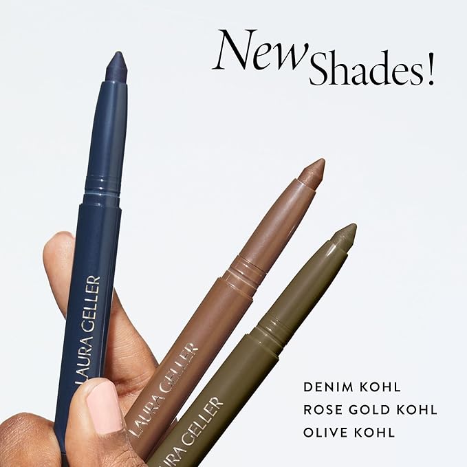 LAURA GELLER NEW YORK Kajal Longwear Kohl Eyeliner Pencil - Denim Kohl - Caffeine and Vitamin E - Smooth & Blendable Liner - Built-In Sharpener