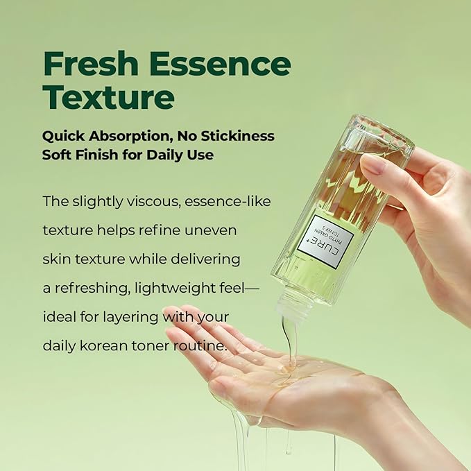 Cure Phyto Green Toner Essence with Aloe Vera & Green Tea, Soothing Korean Face Toner for Sensitive Skin, Alcohol-Free Hydrating Formula, 4.4 fl oz. Kim Jeong Moon Aloe