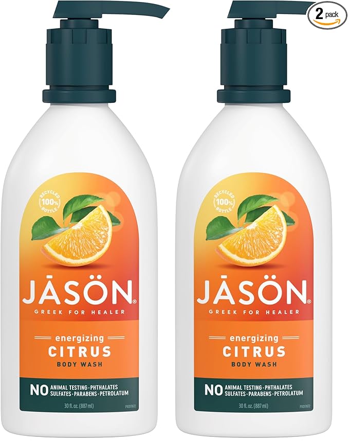 JASON Citrus Energizing Body Wash, For a Gentle Feeling Clean, 30 Fluid Ounces (Pack of 2)