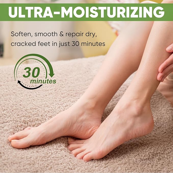 TEAWOO 16 Pairs Moisturizing Foot Masks with Aloe Vera Extract & Jojoba Oil, Intensely Hydrating Foot Mask for Dry Cracked Feet, Moisturizing Socks for Cracked Heel Treatment