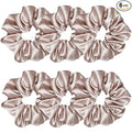 6 Pcs Satin Silk Hair Scrunchies Soft Hair Ties Fashion Hair Bands Hair Bow Ropes Hair Elastic Ponytail Holders Hair Accessories for Women and Girls (4.5 Inch, Champagne)