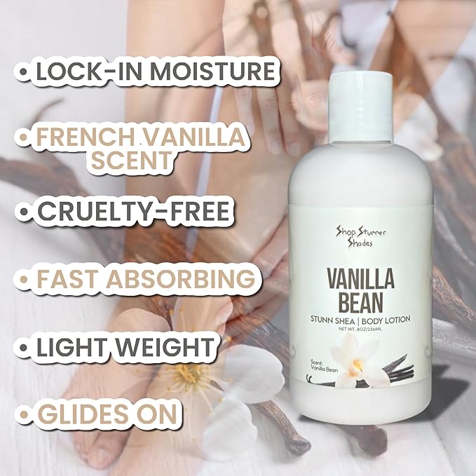 Shop Stunner Shades | Nourishing Daily Lightweight Shea Butter Moisturizering Scented Body Lotion, 8 fl oz (Vanilla Bean)