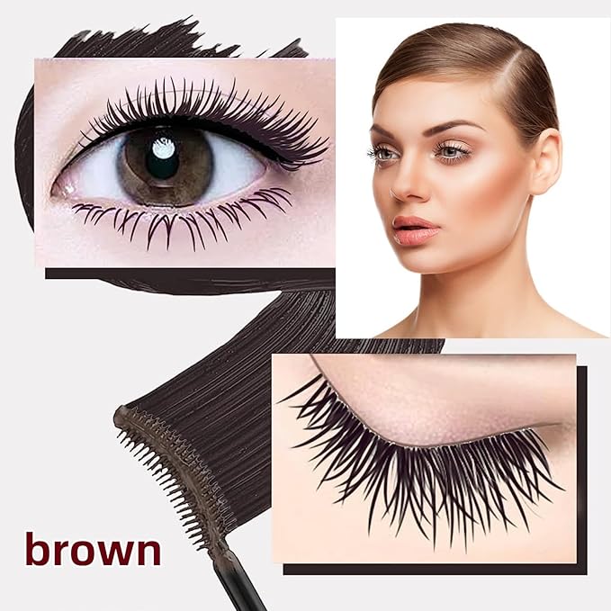 Brown Lashes Extensions mascara waterproof smudge proof Eyes Makeup volume and length Natural Hypoallergenic Fast Dry Eyelashes Curling Party Stage Use