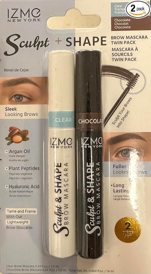 IZME New York SCULPT & SHAPE BROW MASCARA TWIN PACK/CLEAR, CHOCOLATE / 7.0 ml Each