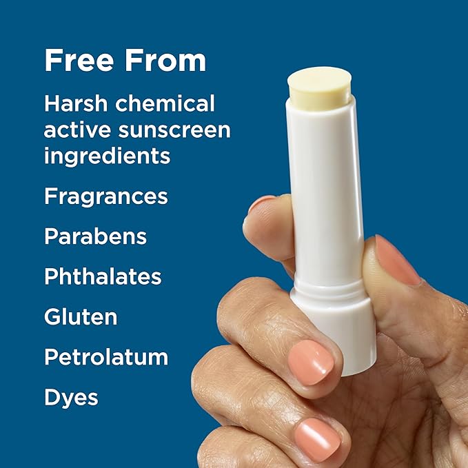 BLUE LIZARD Mineral SPF 15 Lip Balm,Broad Spectrum Sun Protection,Natural Coconut Flavor,8Natural Oils,Infused with Australian KakaduPlum,Rich in Vitamin C,Vegan, EachTube 0.13 oz. 3 Count (Pack of 2)