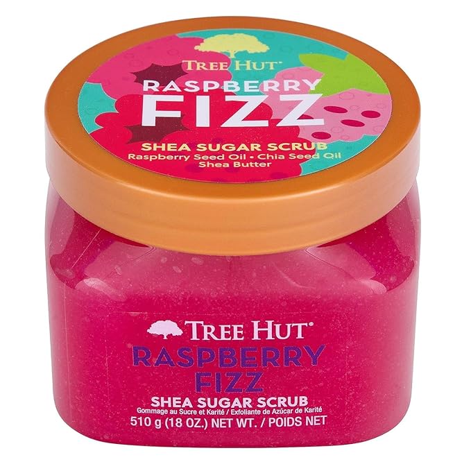 Tree Hut Raspberry Fizz Body Scrub, Exfoliating & Hydrating Sugar Scrub with Shea Butter & Essential Oils, Smooth Skin, Body Exfoliator For All Skin Types, Self Care Gifts for Women, Vegan, 18 Oz