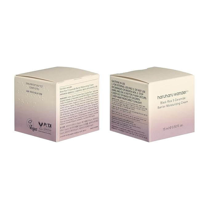 HARUHARU wonder Black Rice 5 Ceramide Barrier Moisturizing Cream, Daily Skin Barrier Care, Long-Lasting Hydration, Soothing & Nourishing, Ceramide Capsules, Korean Skincare, Travel Size, 0.50 fl.oz