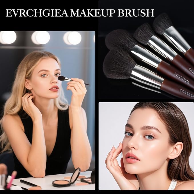 Professional Makeup Brush Set, 25Pcs Powder Foundation Blush Eyeshadow Brushes with Travel Case. All in One Brush Set, Soft Synthetic Vegan & Cruelty-Free (brown)