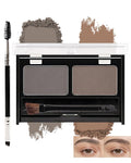 Eyebrow Powder Makeup Kit - Medium Brown+Grey, 2 Color Eye Brow Powder Palette Waterproof Long-Lasting Brow Filler, Lightweight, Easy Blend, Natural Full Look with Brush, maquillaje para cejas-02