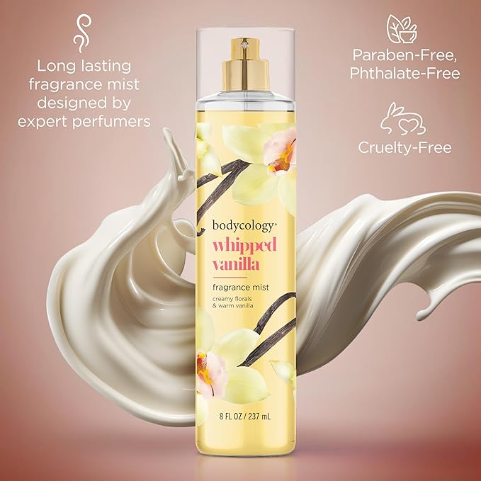 Bodycology Long-Lasting Fragrance Body Mist, Whipped Vanilla, 8 fl oz (Pack of 2)