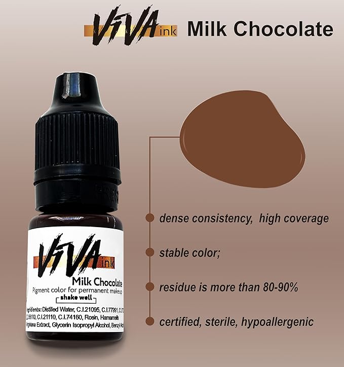 Eyebrow Permanent Makeup Ink Milk Chocolate Long Lasting Permanent Pigment for Microblading Saturated and Natural Colored Ink for Eyebrow Tattoo (0.2 oz)