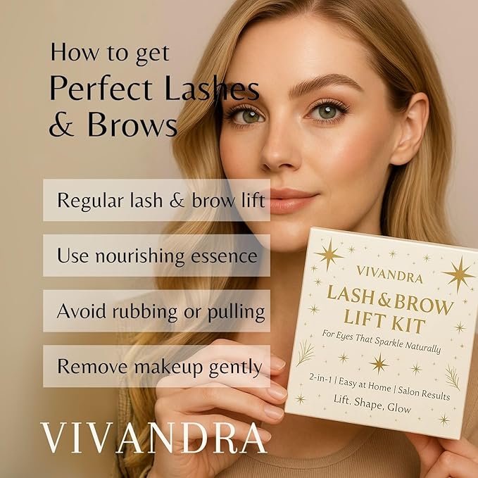 2-IN-1 Lash Lift & Brow Lamination Kit – Professional Kit for Fuller Brows & Long-Lasting Curled Lashes, Salon-Quality Eyelash Lift & Eyebrow Lamination DIY at Home with Easy Instructions