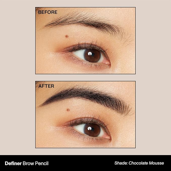 Morphe Definer Dual-Ended Brow Pencil & Spoolie - Eyebrow Pencil with Precision Slanted Tip for Shaping, Defining & Filling - Smooth, No-Tug Formula - Chocolatte Mousse (0.003 oz)