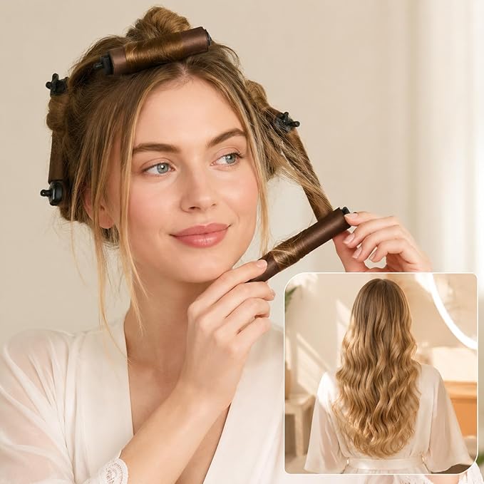 7-Piece Overnight Blowout Rods, Heatless Curling Rod for Overnight Curls, Time-Saving Hair Styling Solution for Busy Professionals