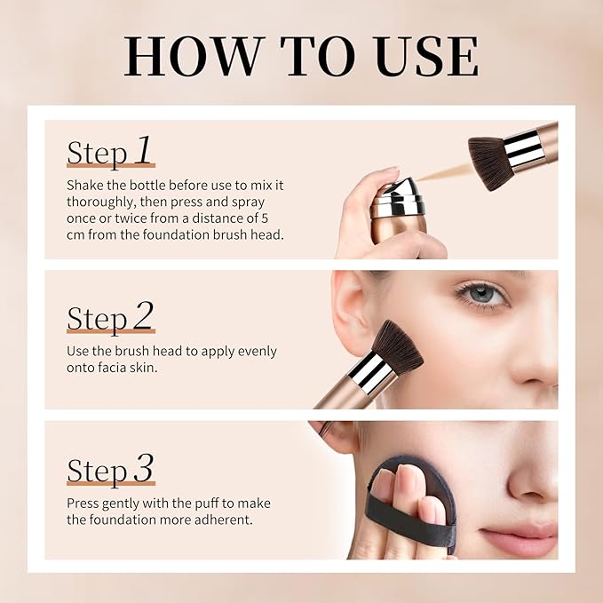 Air Brush Makeup Foundation Lightweight Breathable Spray Foundation Makeup for Mature Skin-02 Beige