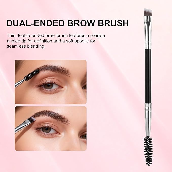Eyelash Separator & Eyebrow Brush Set, Professional Eyelash Applicator Brush Angled Eyebrow Comb & Spoolie Brushes Dual-ended 3 Head Eye Makeup Tools for Removes Clump Mascara,Eye Brow (3PCS)