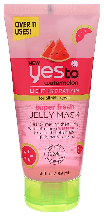 Yes To Watermelon Refreshing Jelly Mask, Quenching Lightweight Gel Mask That Helps Soften & Lightly Hydrate Skin, With Antioxidants, Lycopene & Vitamin C, Natural, Vegan & Cruelty Free, 3 Fl Oz