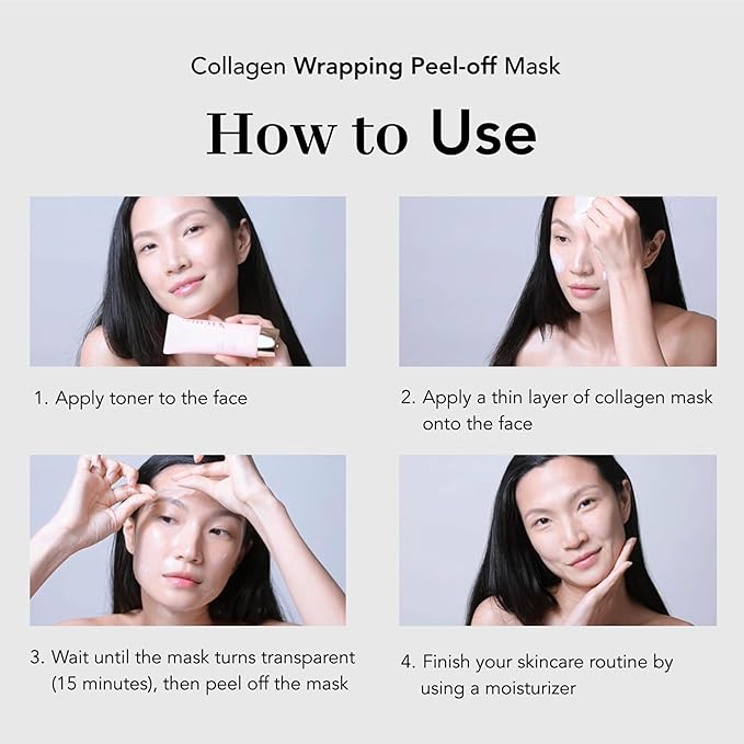 NOWATER Collagen Peel Off Face Mask for Glass Skin — Korean Skincare Hydrolyzed Collagen & 6 Peptides, Visibly Firms & Hydrates in 15 Minutes, Overnight Sleeping Mask for All Skin Types (2.4 fl.oz)