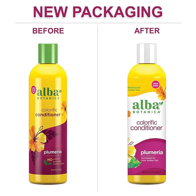 Alba Botanica Colorific Conditioner, Plumeria, 12 Oz (Packaging May Vary) (Pack of 2)