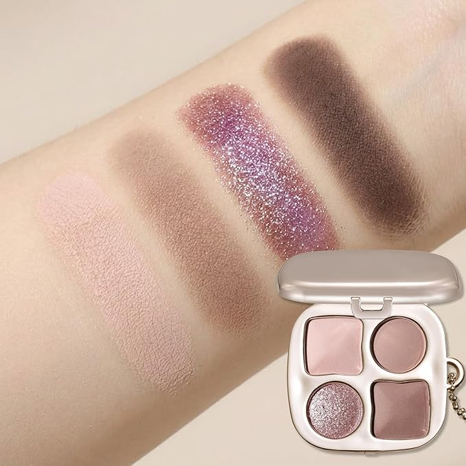 Erinde Nude Soft Mauve Brown Eyeshadow Palette with Mirror, Matte & Shimmer High Pigment Eye Shadow, Blendable Long-Lasting Everyday Eye & Contour Makeup Palette, Perfect for Blue, Green & Brown Eyes
