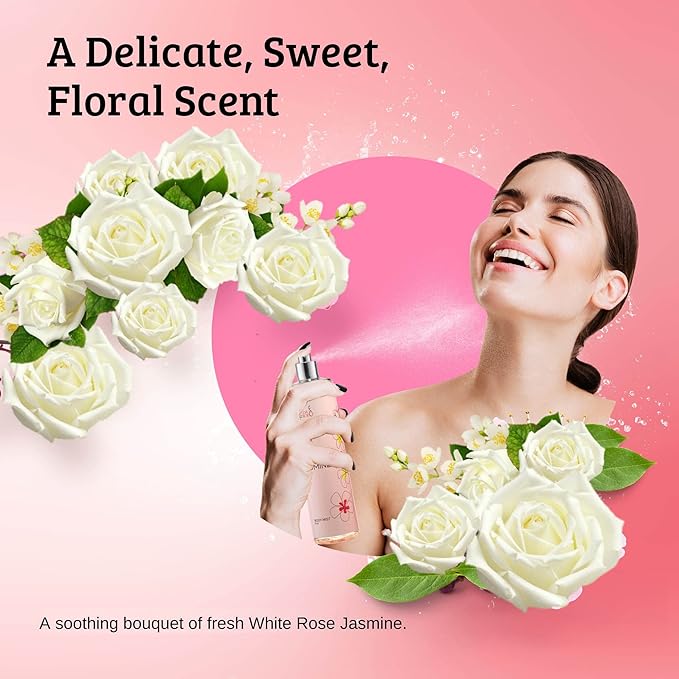 Home Spa Gift 10oz Deep Moisturizing Fragrance Body Lotion & 8 oz. Fine Fragrance Body Mist Set Luxury Self-Care Combo for Women & Girls (White Rose Jasmine) – Mother's Day Gift for Mom