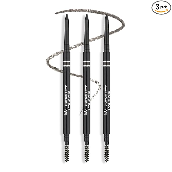Billion Dollar Brows Brows On Point Micro Eyebrow Pencil, Raven/Black - Ultrafine Waterproof Microblade Tip for Hair-Like Strokes - Smudge-Proof Retractable Slim Brow Liner with Spoolie Brush