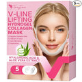 FairyFace V Line Shaping Face Masks (5 Count), Double Chin Reducer, Lifting Hydrogel Collagen Mask with Aloe Vera and Seaweed, Anti-Aging and Anti-Wrinkle