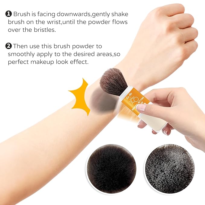 Go Ho Mineral Sunscreen Setting Powder - SPF 50,Translucent,Loose Natural Matte Face Makeup Brush-in,For All Skin Tones,Sunscreen Brush Powder for Hair and Scalp