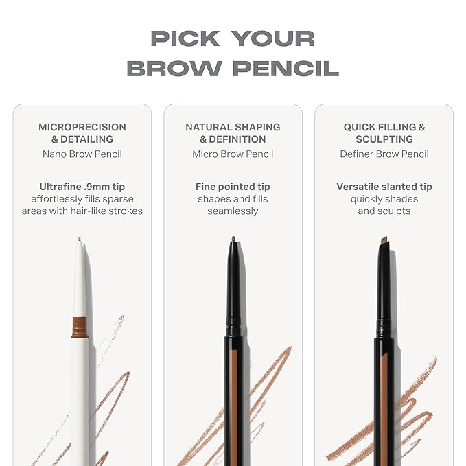 Morphe Nano Brow Pencil - Ultrafine Eyebrow Pencil for Hairlike Strokes - Precision Eye Makeup with Spoolie Brush for Natural Definition and Long-Lasting Wear - Almond (0.001 oz)