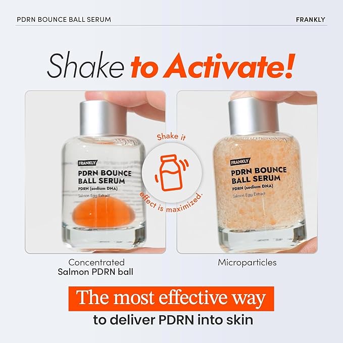 FRANKLY Salmon PDRN Bounce Ball Serum – 99% Pure Salmon DNA PDRN for Post Microneedling Recovery, Redness & Damaged Skin Repair | Glass Skin Korean Skincare | Lightweight, Non Sticky | 1.01 fl oz