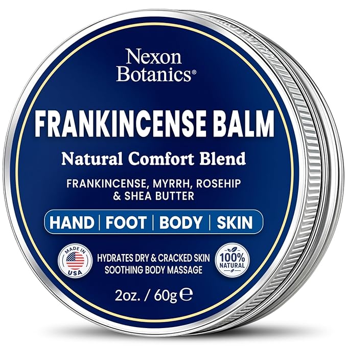 Frankincense Balm 2 fl oz - Soothing Muscle Comfort and Deep Hydration for Dry Skin with Myrrh, Calendula, Bisabolol, Rosehip & Vitamin E - Nexon Botanics